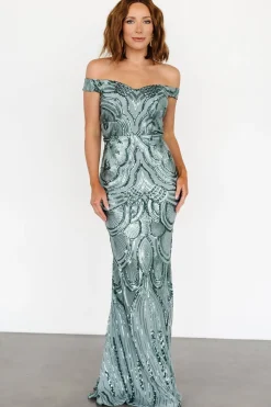 Hot Baltic Born Empress Sequin Gown | Eucalyptus
