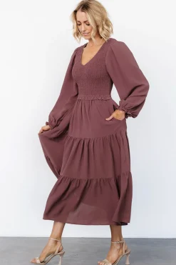 Discount Baltic Born Endsley Smocked Midi Dress | Mauve