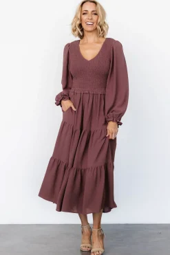 Discount Baltic Born Endsley Smocked Midi Dress | Mauve