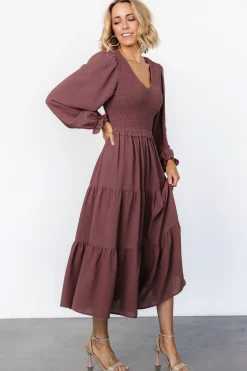 Discount Baltic Born Endsley Smocked Midi Dress | Mauve