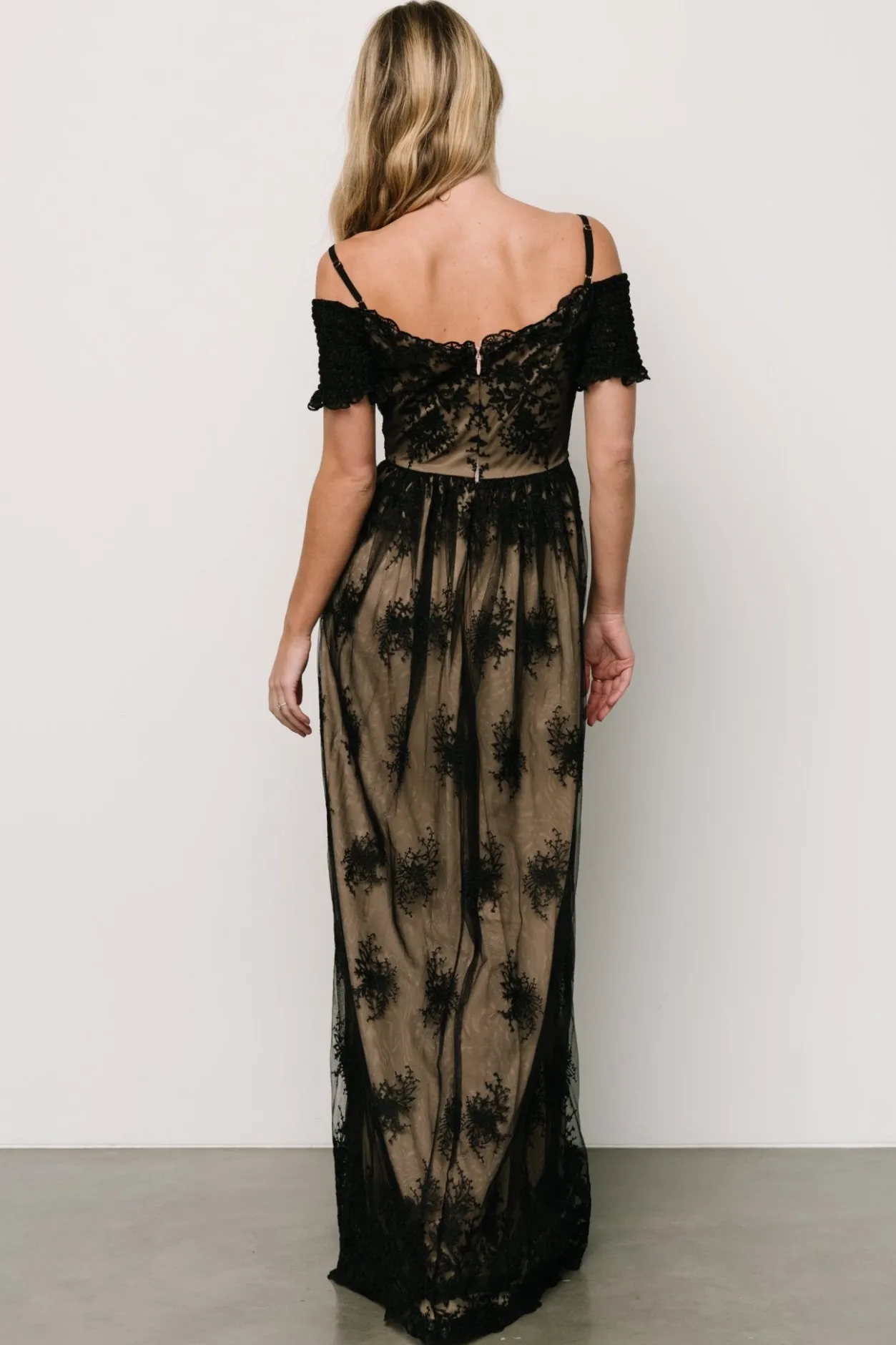 New Baltic Born Esperanza Tulle Embroidered Maxi Dress | Black + Nude Black+Nude
