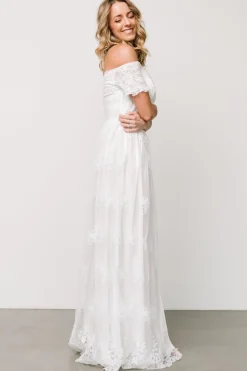 Discount Baltic Born Esperanza Tulle Embroidered Maxi Dress | Off White OffWhite