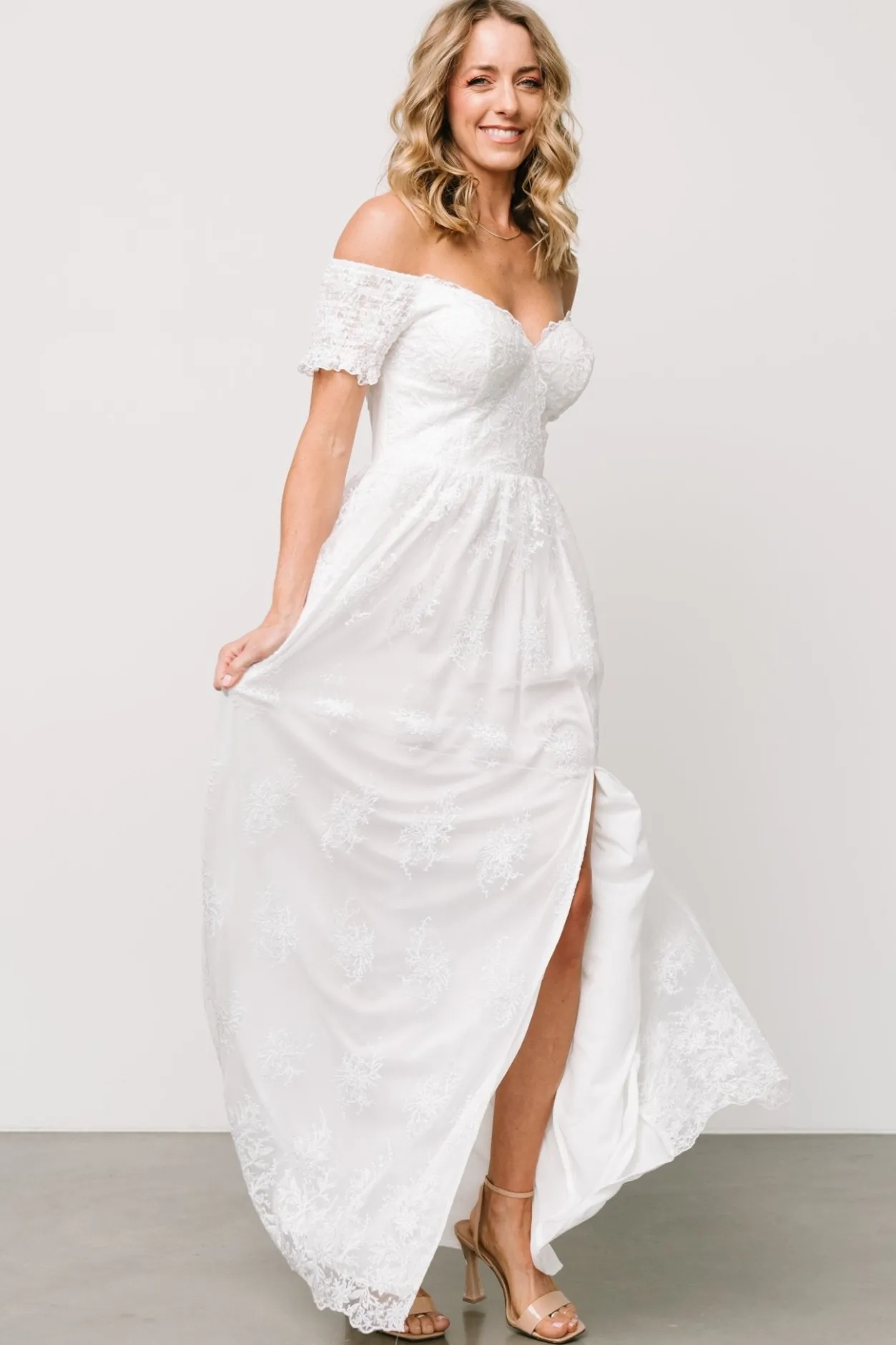 Discount Baltic Born Esperanza Tulle Embroidered Maxi Dress | Off White OffWhite
