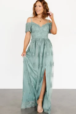 New Baltic Born Esperanza Tulle Embroidered Maxi Dress | Sage