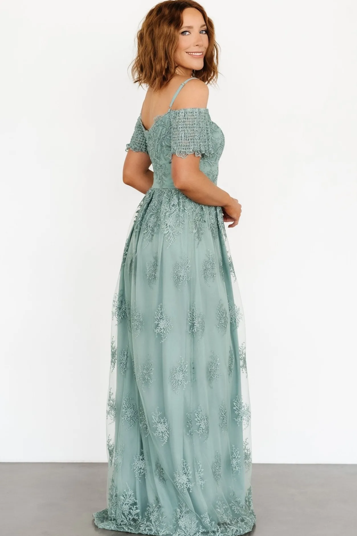 New Baltic Born Esperanza Tulle Embroidered Maxi Dress | Sage