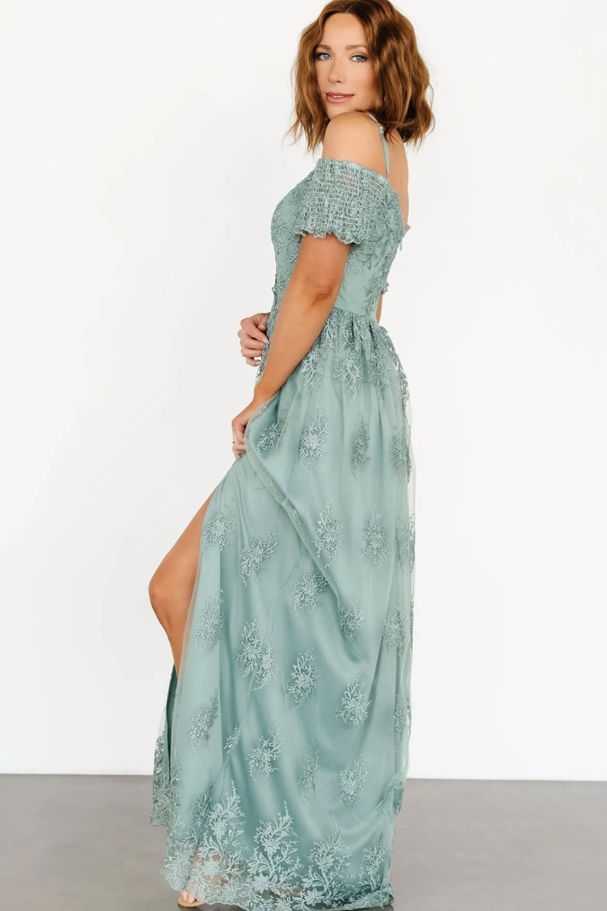New Baltic Born Esperanza Tulle Embroidered Maxi Dress | Sage