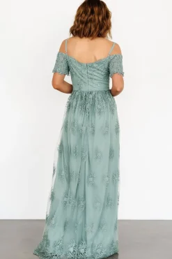 New Baltic Born Esperanza Tulle Embroidered Maxi Dress | Sage