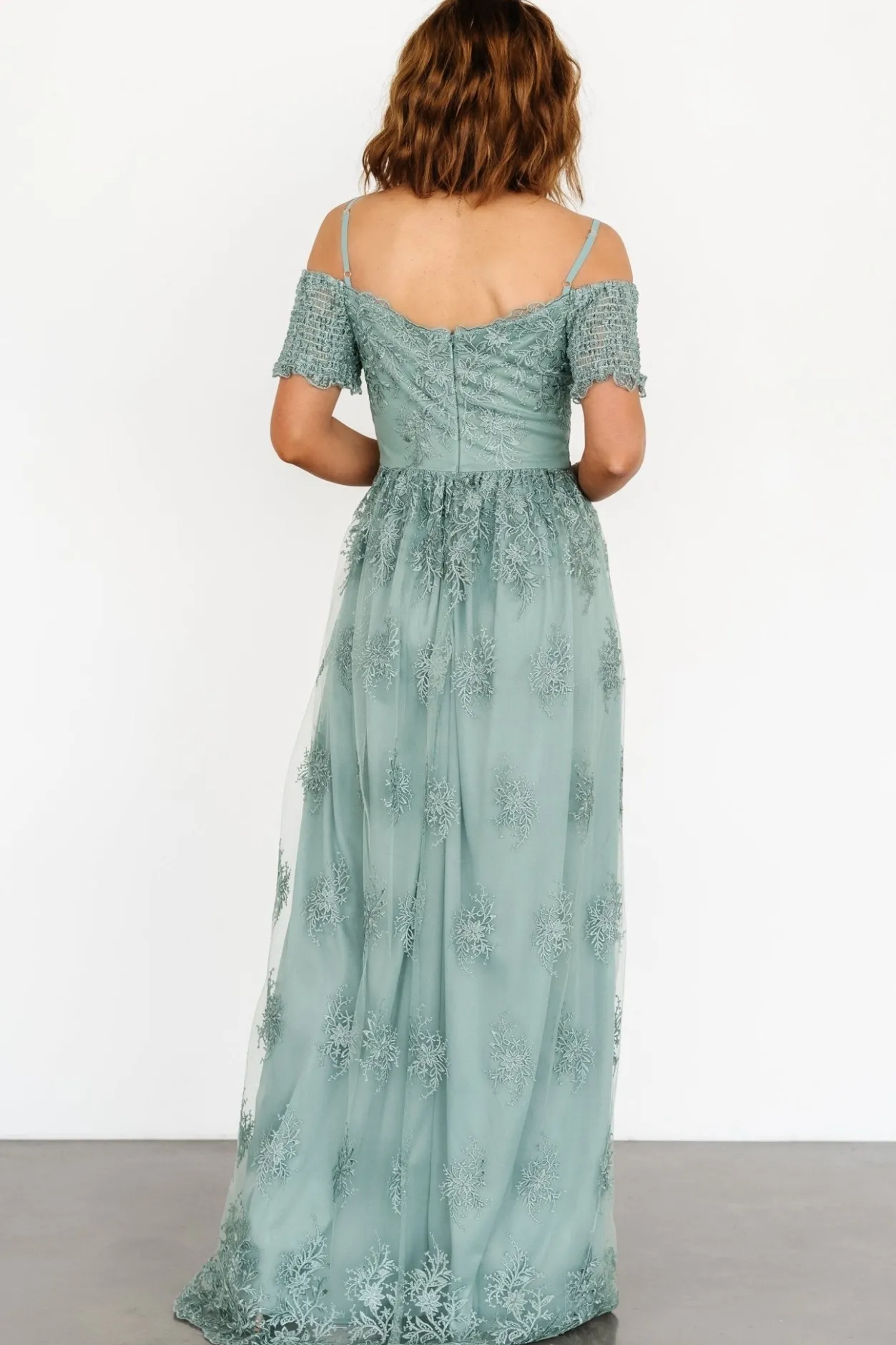 New Baltic Born Esperanza Tulle Embroidered Maxi Dress | Sage