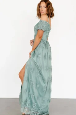 New Baltic Born Esperanza Tulle Embroidered Maxi Dress | Sage