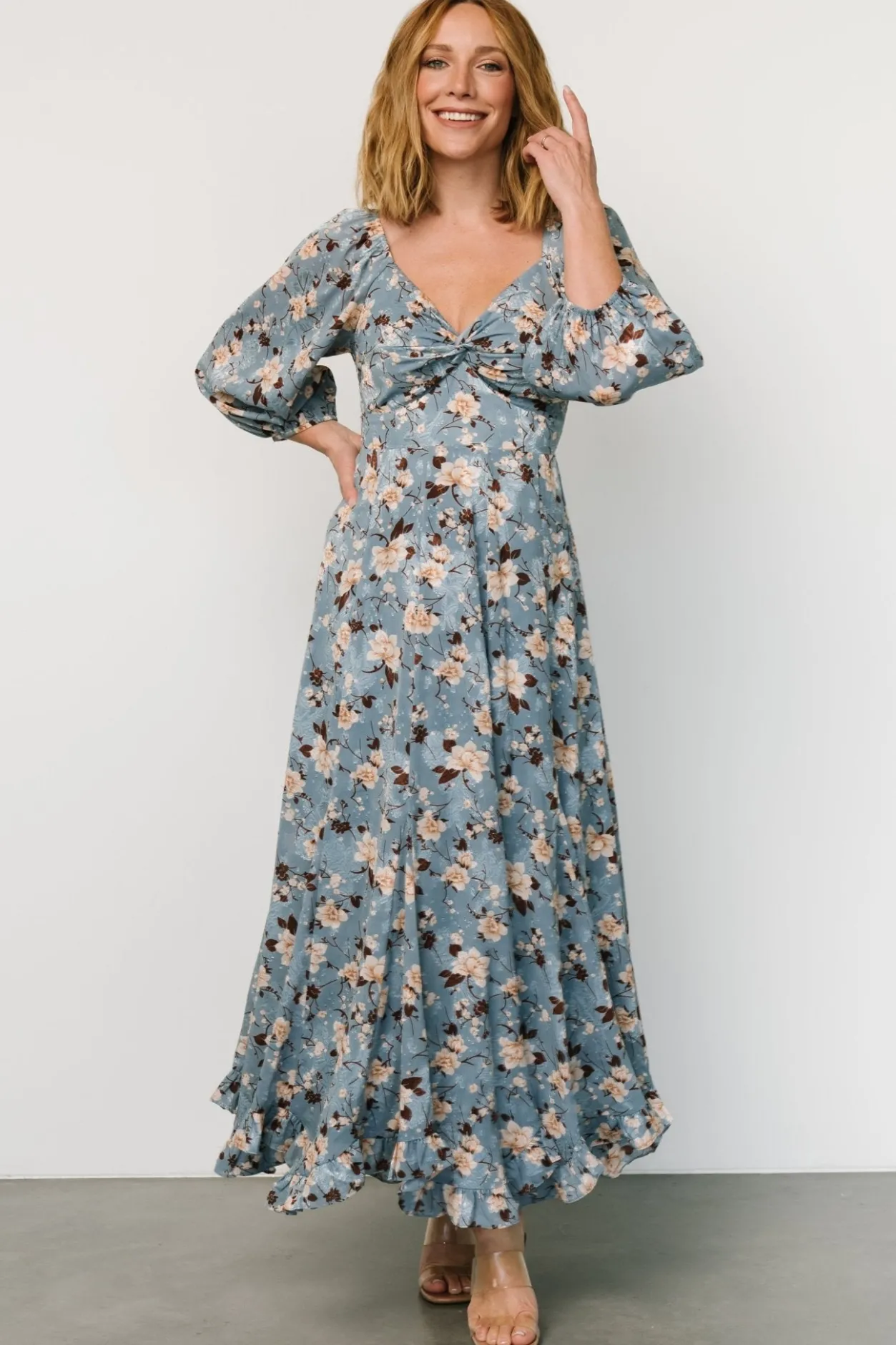 Discount Baltic Born Estefania Maxi Dress | Blue + Peach Floral Blue+PeachFloral