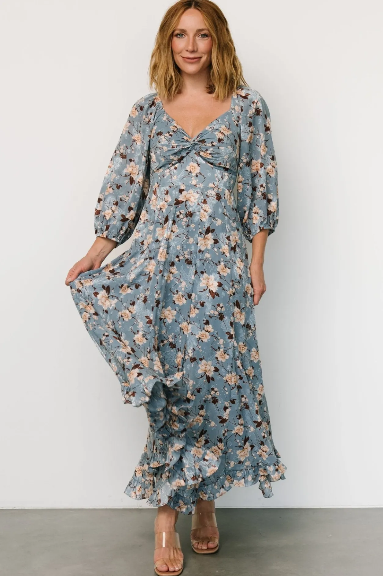 Discount Baltic Born Estefania Maxi Dress | Blue + Peach Floral Blue+PeachFloral