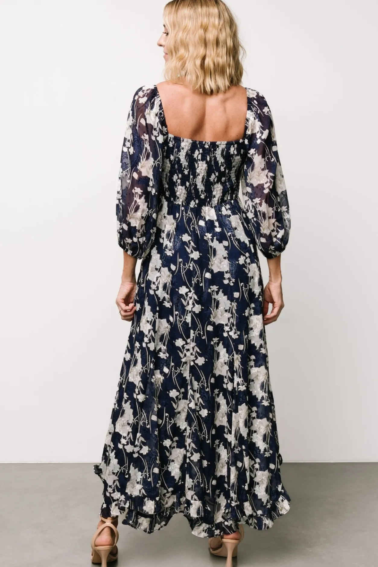 New Baltic Born Estefania Maxi Dress | Navy + Off White Floral Navy+OffWhiteFloral