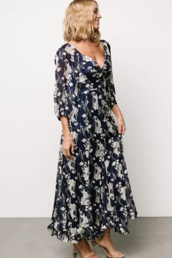New Baltic Born Estefania Maxi Dress | Navy + Off White Floral Navy+OffWhiteFloral