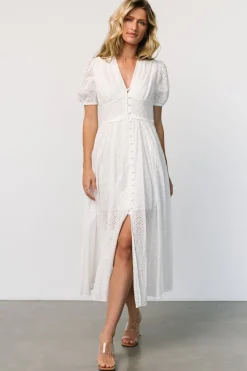 Discount Baltic Born Esther Eyelet Midi Dress | Off White OffWhite