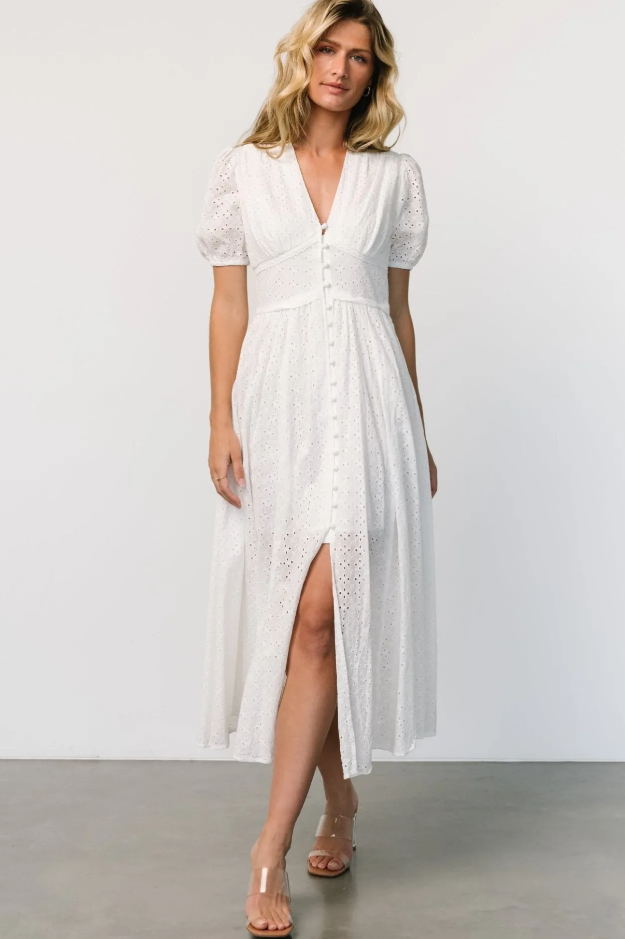 Discount Baltic Born Esther Eyelet Midi Dress | Off White OffWhite