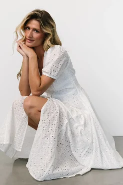 Discount Baltic Born Esther Eyelet Midi Dress | Off White OffWhite