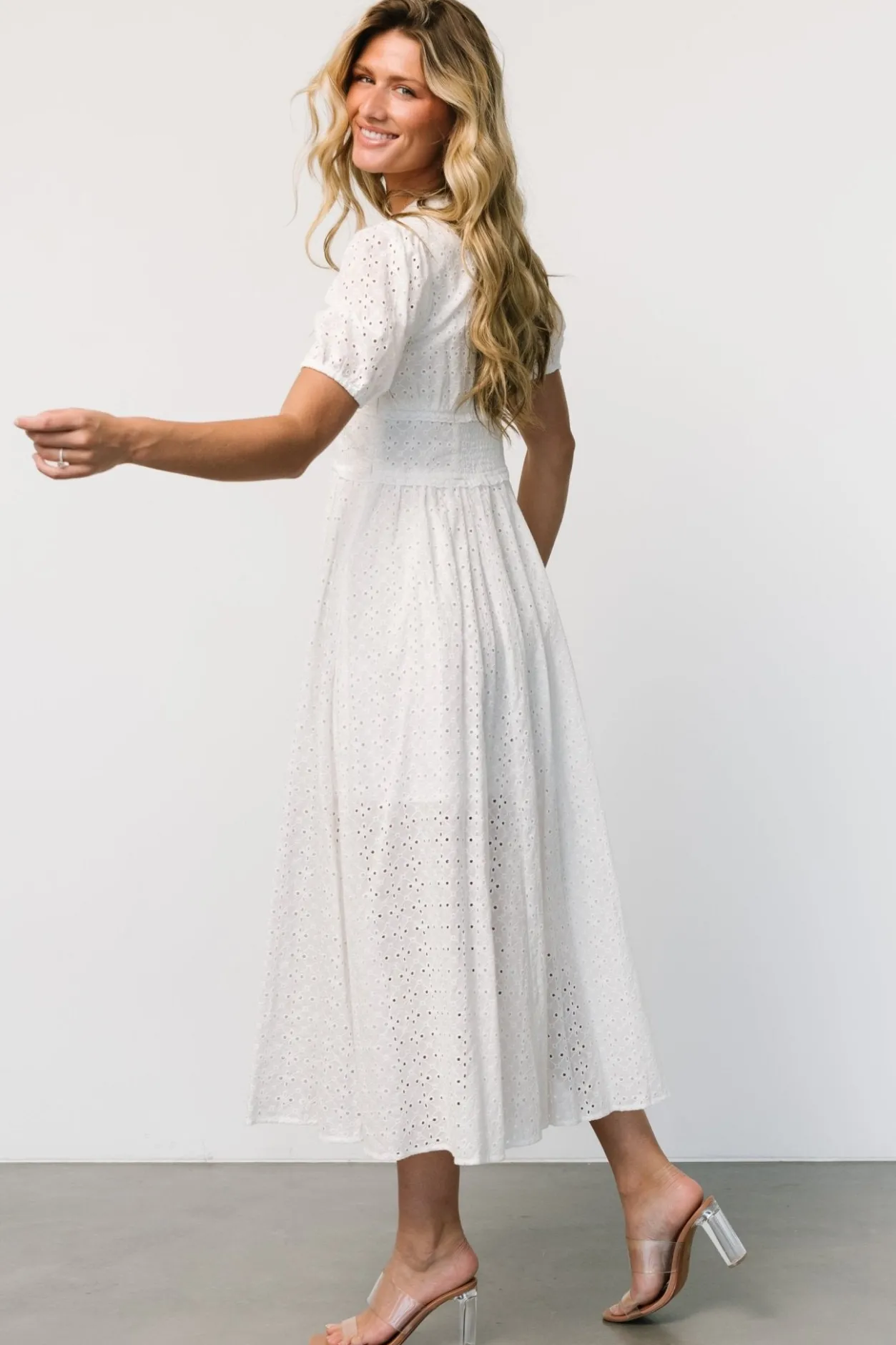 Discount Baltic Born Esther Eyelet Midi Dress | Off White OffWhite