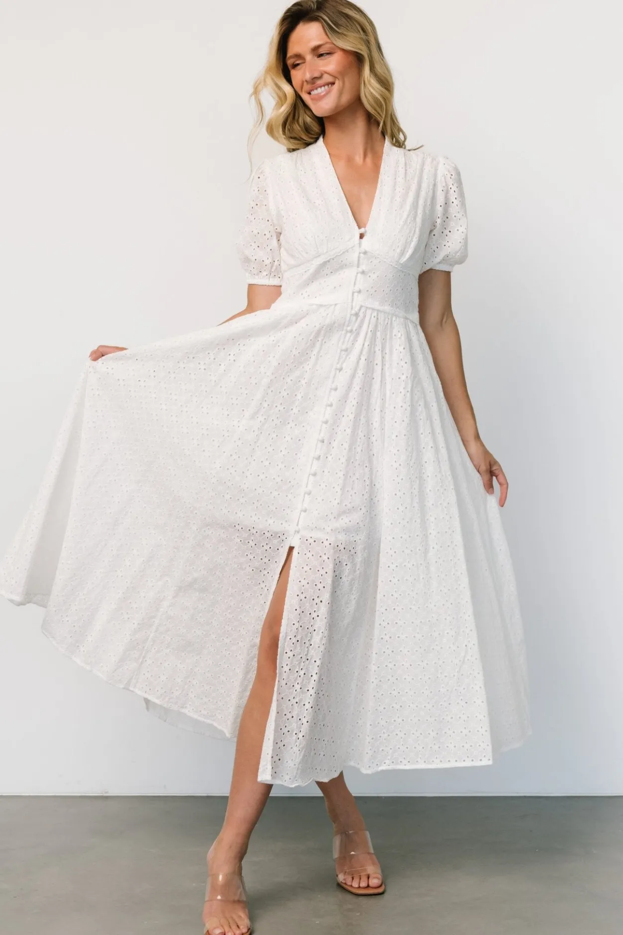Discount Baltic Born Esther Eyelet Midi Dress | Off White OffWhite