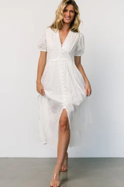 Discount Baltic Born Esther Eyelet Midi Dress | Off White OffWhite
