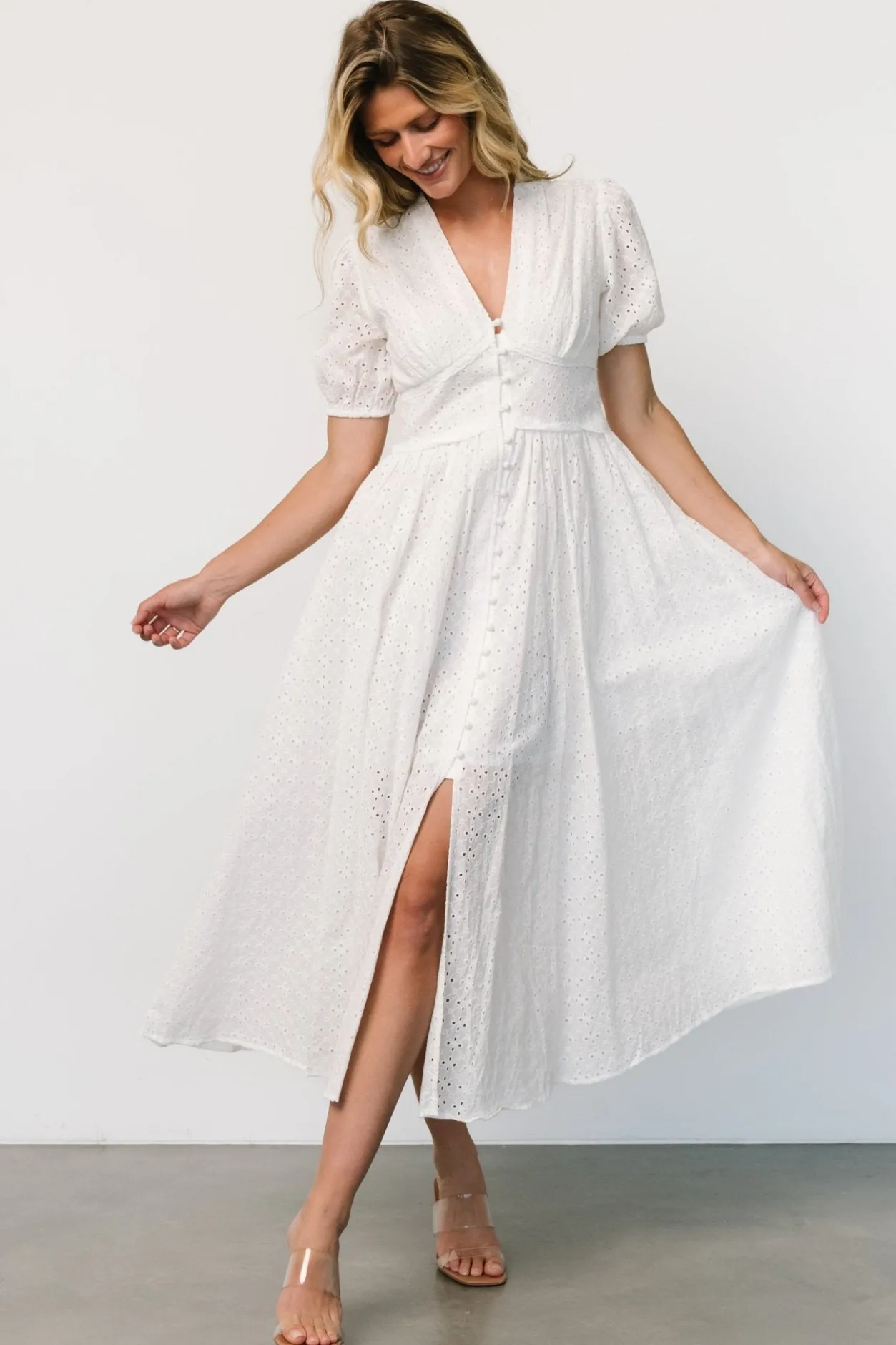 Discount Baltic Born Esther Eyelet Midi Dress | Off White OffWhite