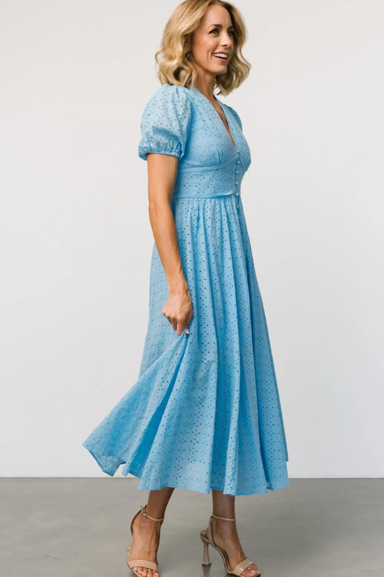 Online Baltic Born Esther Eyelet Midi Dress | Blue
