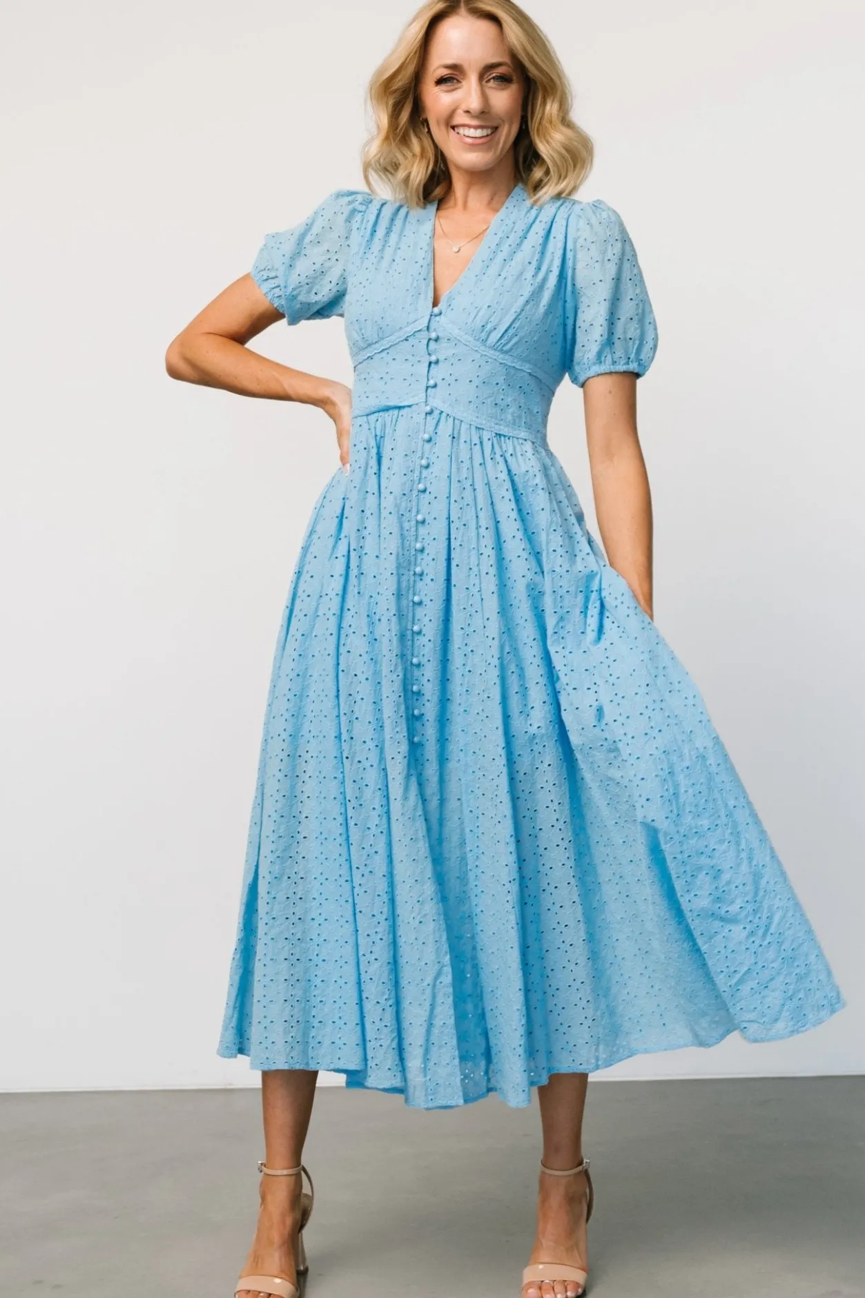 Online Baltic Born Esther Eyelet Midi Dress | Blue