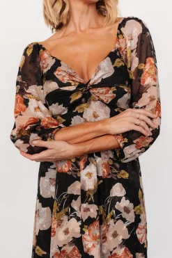 Online Baltic Born Etta Midi Dress | Black + Peach Floral Black+PeachFloral