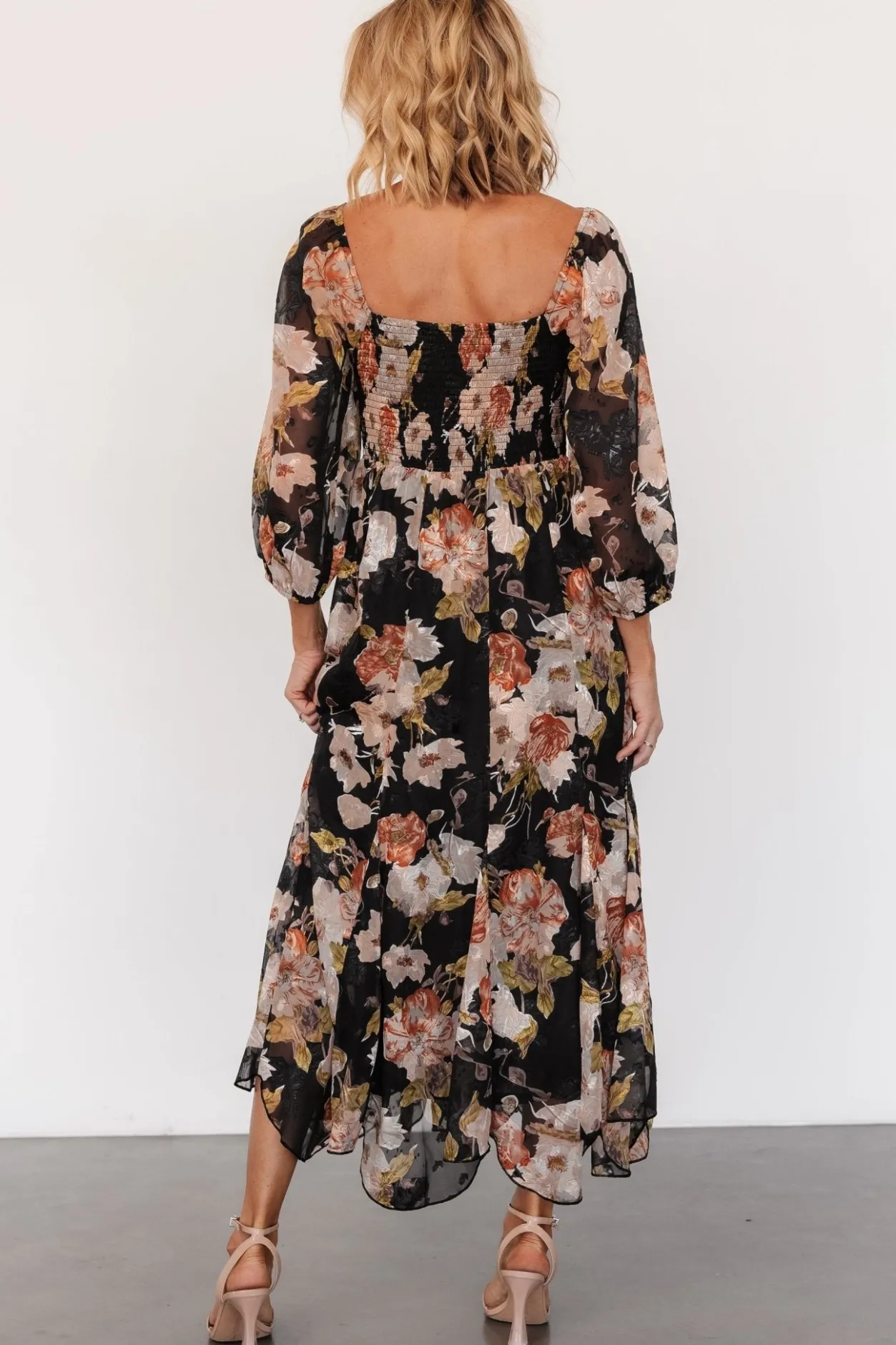 Online Baltic Born Etta Midi Dress | Black + Peach Floral Black+PeachFloral