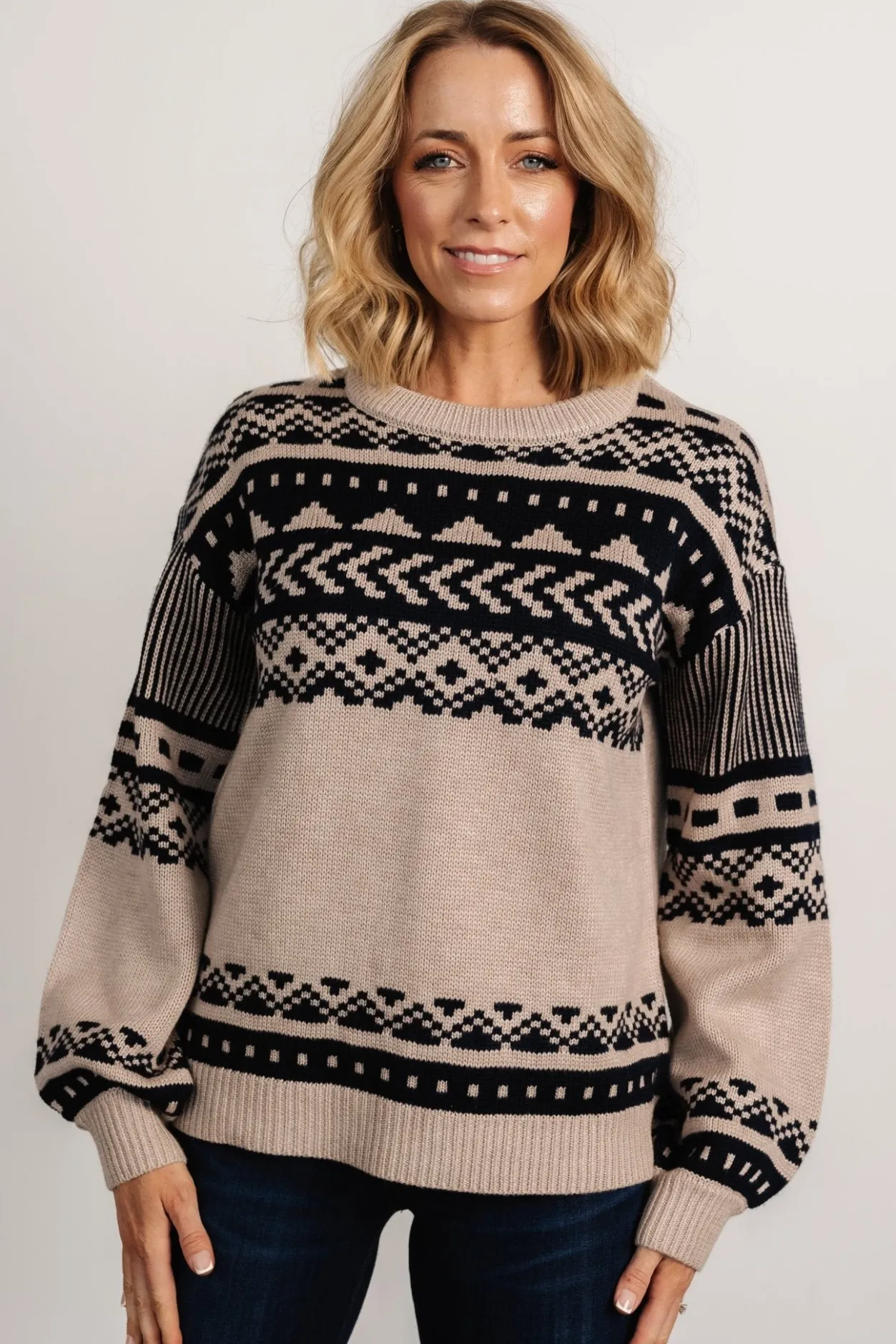 Outlet Baltic Born Eugene Sweater | Taupe + Navy Taupe+Navy