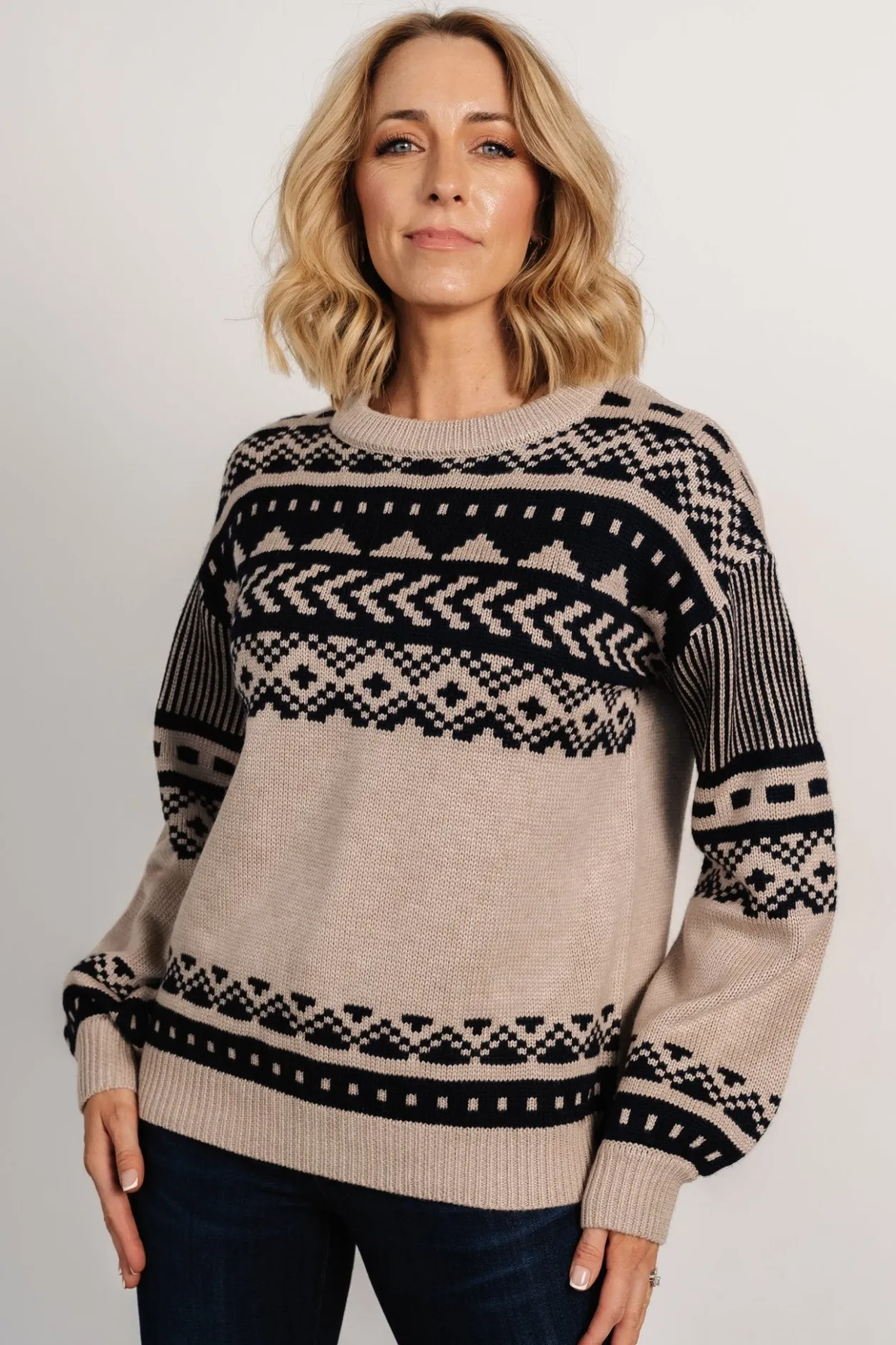 Outlet Baltic Born Eugene Sweater | Taupe + Navy Taupe+Navy