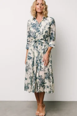 Online Baltic Born Eunice Button Midi Dress | Ivory + Blue Floral Ivory+BlueFloral