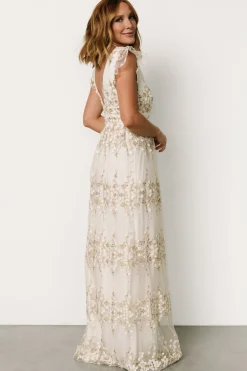 Outlet Baltic Born Eva Embroidered Maxi Dress | White + Gold White+Gold