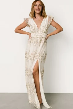 Outlet Baltic Born Eva Embroidered Maxi Dress | White + Gold White+Gold