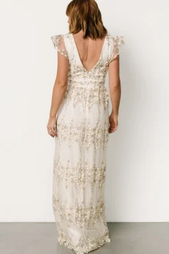 Outlet Baltic Born Eva Embroidered Maxi Dress | White + Gold White+Gold