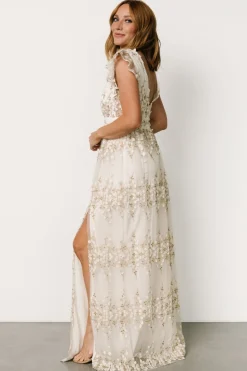 Outlet Baltic Born Eva Embroidered Maxi Dress | White + Gold White+Gold