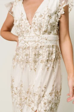 Outlet Baltic Born Eva Embroidered Maxi Dress | White + Gold White+Gold