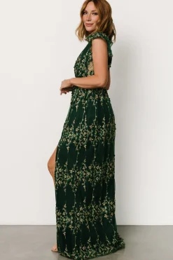 Clearance Baltic Born Eva Embroidered Maxi Dress | Green + Gold Green+Gold