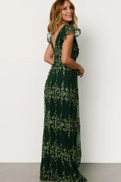 Clearance Baltic Born Eva Embroidered Maxi Dress | Green + Gold Green+Gold