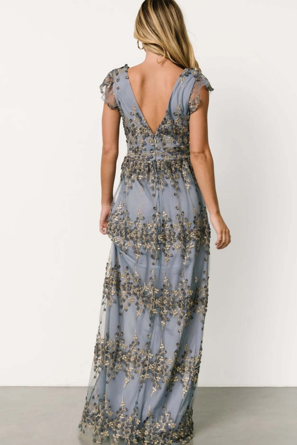 Hot Baltic Born Eva Embroidered Maxi Dress | Slate + Gold Slate+Gold