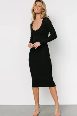 New Baltic Born Eve Ribbed Midi Dress | Black