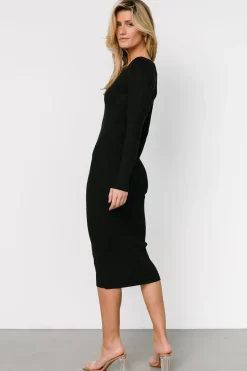 New Baltic Born Eve Ribbed Midi Dress | Black