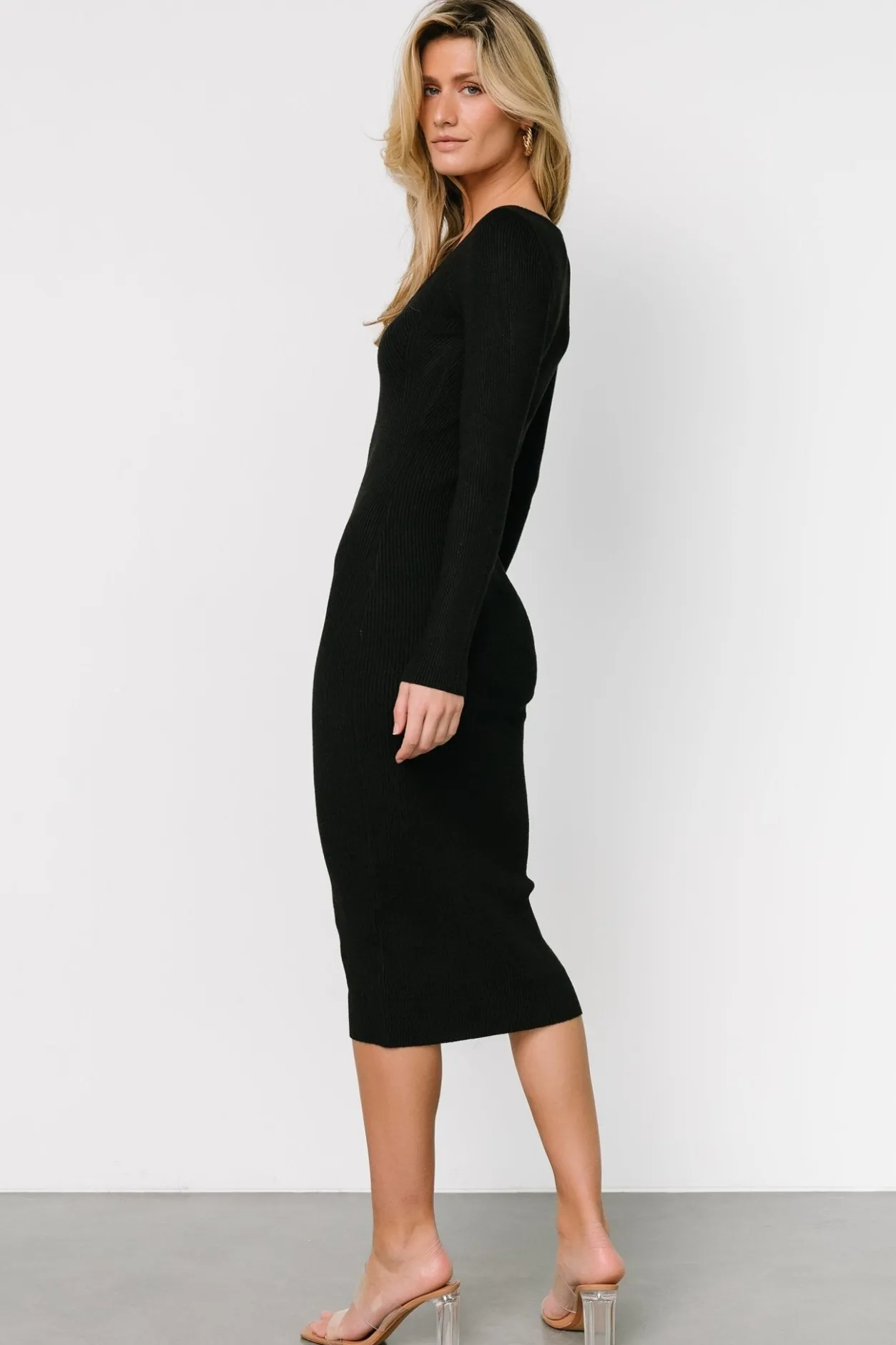 New Baltic Born Eve Ribbed Midi Dress | Black