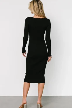 New Baltic Born Eve Ribbed Midi Dress | Black
