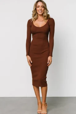 Fashion Baltic Born Eve Ribbed Midi Dress | Brown