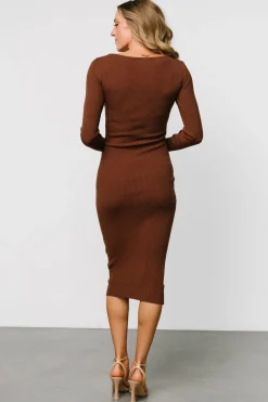 Fashion Baltic Born Eve Ribbed Midi Dress | Brown