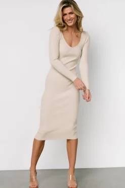 Best Baltic Born Eve Ribbed Midi Dress | Ivory