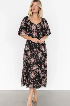 Fashion Baltic Born Evelette Dress | Black + Mauve Floral Black+MauveFloral