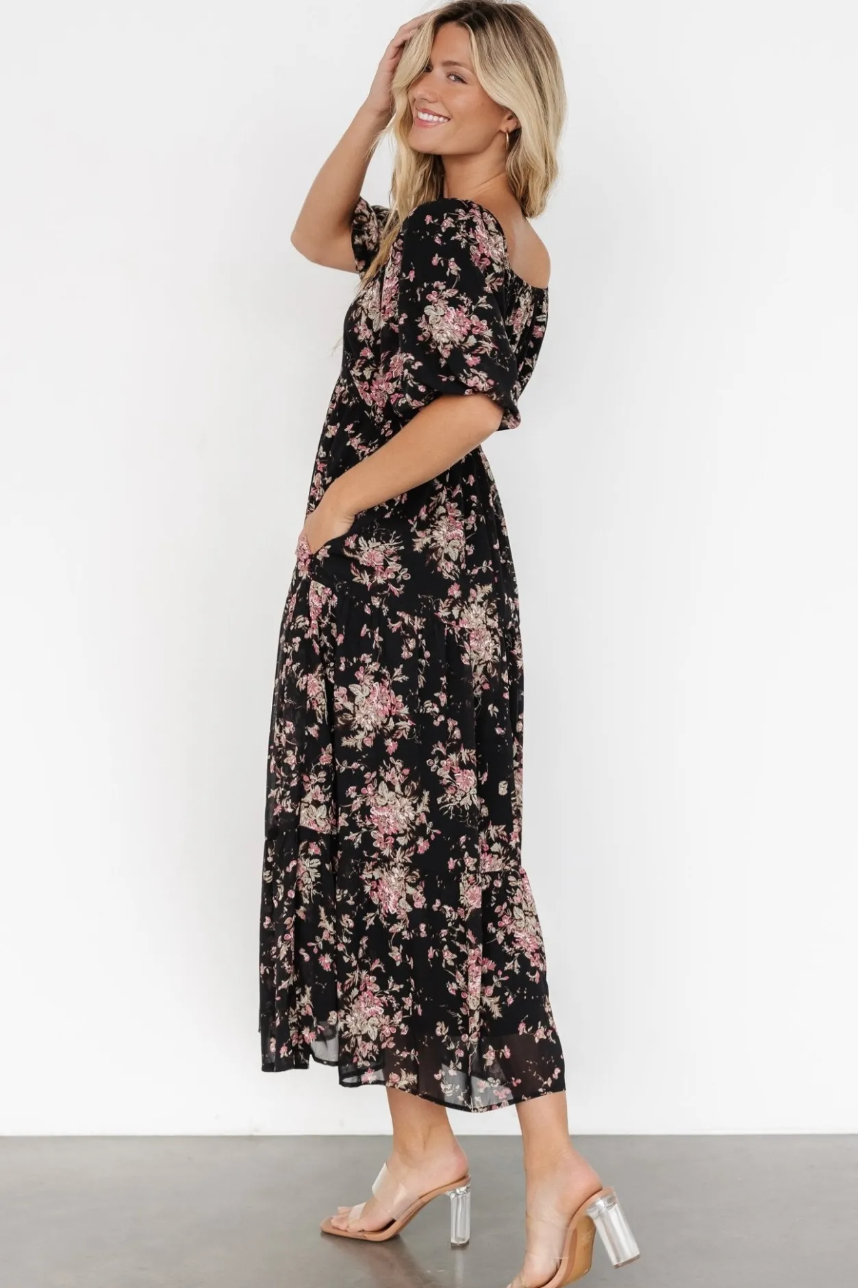 Fashion Baltic Born Evelette Dress | Black + Mauve Floral Black+MauveFloral