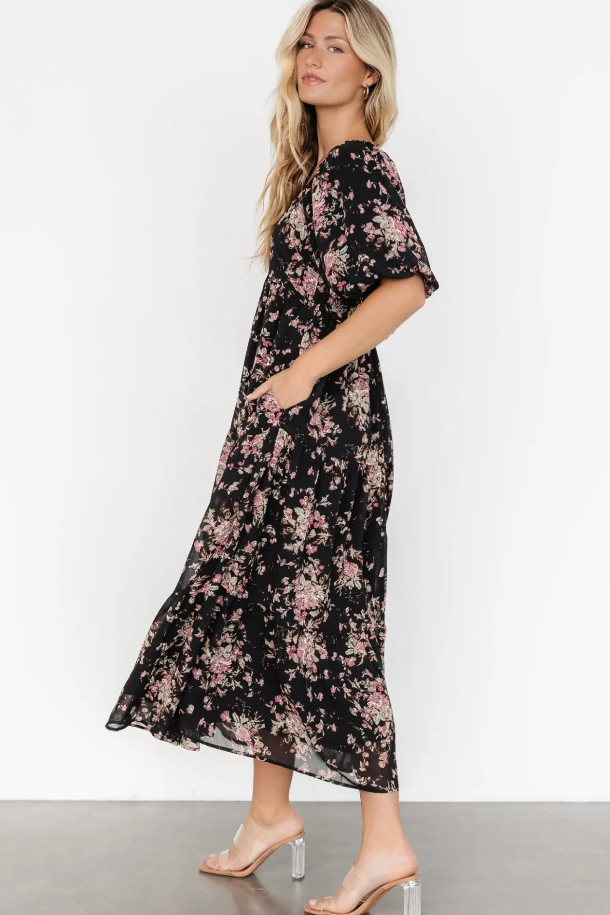 Fashion Baltic Born Evelette Dress | Black + Mauve Floral Black+MauveFloral