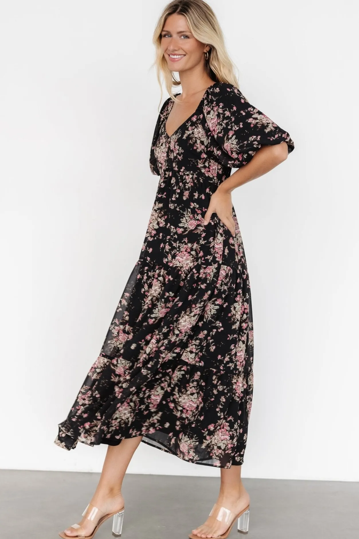 Fashion Baltic Born Evelette Dress | Black + Mauve Floral Black+MauveFloral